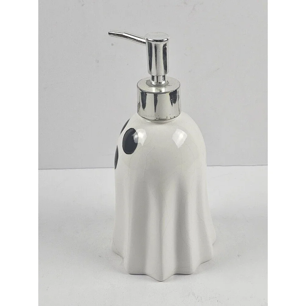 Home Essentials Ghost Ceramic Pump Soap Dispenser Glossy White 8 in